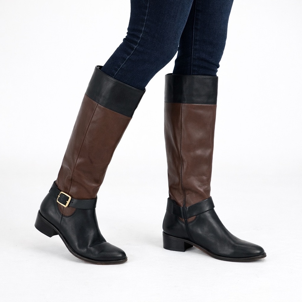 [Ralph Lauren] Two Toned Leather Knee High Boots